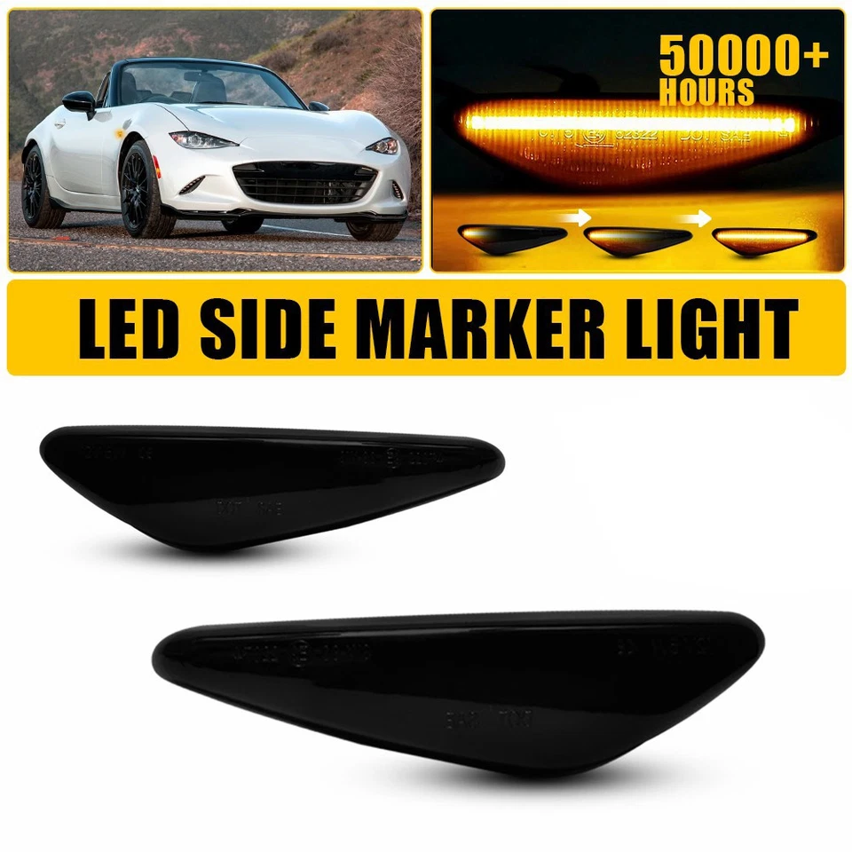 LED Side Marker Signal Lights Fits 2016-2022 Mazda MX-5 Miata Dynamic Sequential - Image 1 of 4
