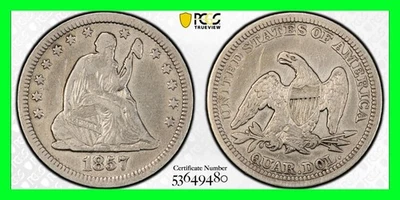 1857 25C Seated Liberty Quarter - Genuine PCGS VF Details - Image 1 of 4