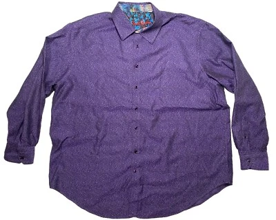 Robert Graham Men's 2XL Button Up Flip Cuff Purple Block Pattern - Image 1 of 4