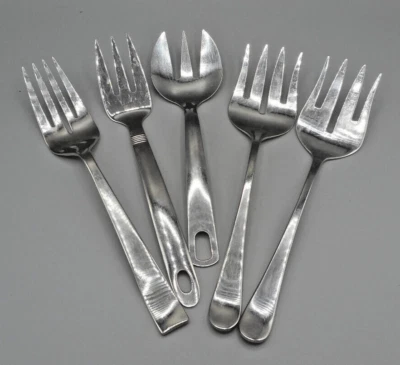 Stainless Steel Serving Forks Set of 5 Goumet Servewear Assorted Brands - Image 1 of 4