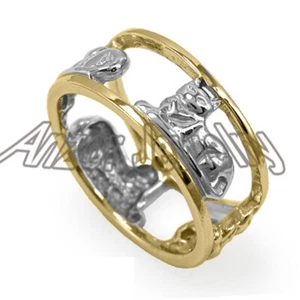 14k Solid Yellow and White Gold Siamese Cat Ring #R2035 - Picture 1 of 5