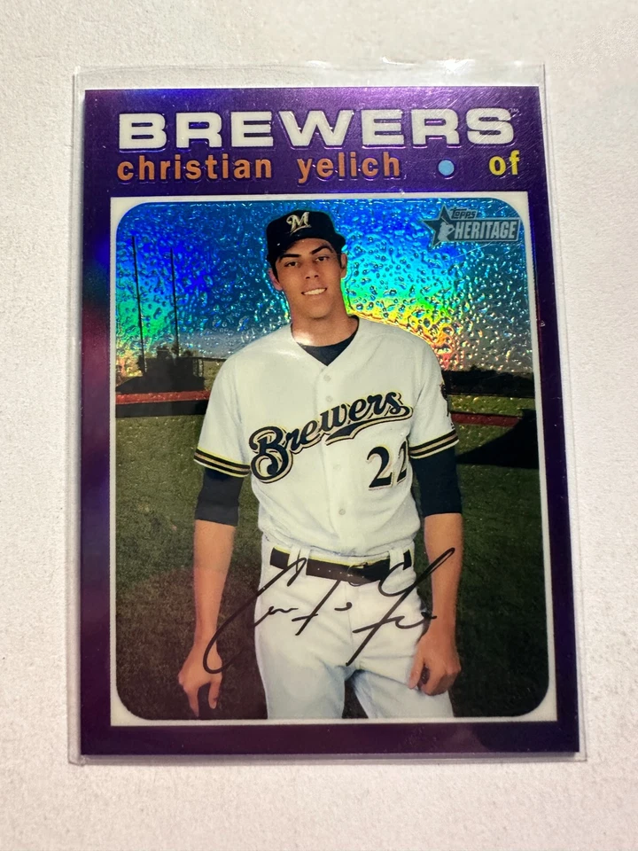 K16,029 - 2020 Topps Heritage Chrome Purple Refractors #THC174 Christian Yelich - Image 1 of 1