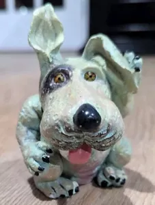 Vintage Roberta Laidman Dedo Wrangler Bull Terrier Dog Sculpture 8 1/2" Rare - Picture 1 of 6