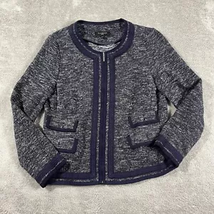 Chaqueta Talbots 12 P Cremallera Boucle Clásica Diseñador Azul Tweed Tejido Bolsillo Abuela - Imagen 1 de 11