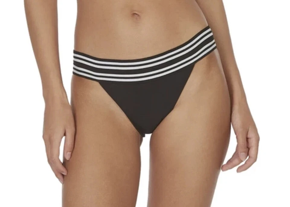 Mikoh Women Black Low Rise Kaupo Full Cut Bikini Bottom Swimwear Size L