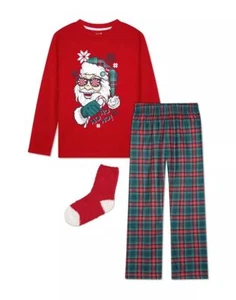 Max & Olivia Little Boys Red Pajama Set 3 Pieces, Size S(6/7) - Picture 1 of 2