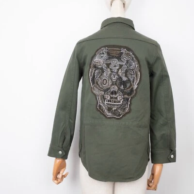 Zadig & Voltaire Women's Military Tactic Style Khaki Big Logo Skeleton Jacket XS - Image 1 of 4