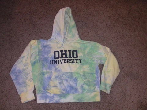 OHIO UNIVERSITY BOBCATS tie dye short style Hoodie Sweatshirt Women's Medium Cover
