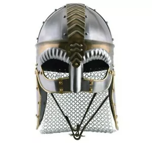 Kettenpost römischer Ritter mittelalterlicher Rüstungshelm Cosplay Larp Kostüm Vintage Dekor - Bild 1 von 4