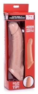 Ultra Real 1 Inch Solid Tip Penis Extension Enhancer Bigger Thicker Ribbed Reali - Picture 1 of 11