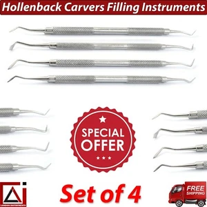 HOLLENBACK AMALGAM RESTORATIONS ANATOMY SET OF 4 DENTAL WAX AND AMALGAM CARVERS - Picture 1 of 6