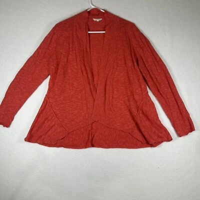 Кардиган Eileen Fisher БОЛЬШОЙ коралловый красный оранжевый льняная смесь свитер с открытой передней частью - Изображение 1 из 4
