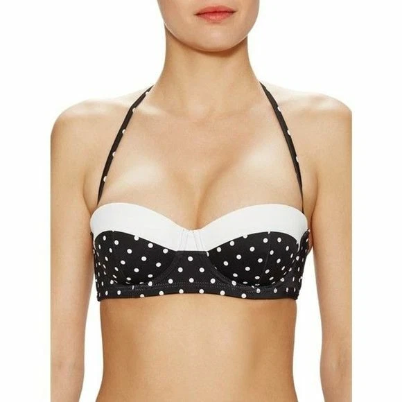 NWT New SPANX Retro Balconette Swim Bra Bikini Top Black & White Polka Dot 10 - Image 1 of 1