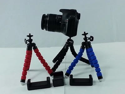 Red Mini Flexible Spider Tripod + Cell Phone Holder Canon Nikon Sony DSLR Camera - Image 1 of 4
