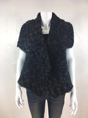 Kensie Size Small Black Gray Waterfall Soft Shaggy Open Vest Cardigan NWT - Image 1 of 4