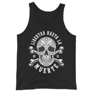 Camiseta sin mangas Crossbones Libertad calavera de azúcar mexicana día de los muertos regalo - Imagen 1 de 11