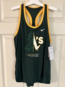 Nike Women's Oakland Athletics Baseball Green Team Cotton Tank Top gym Sz L New - Picture 1 of 3