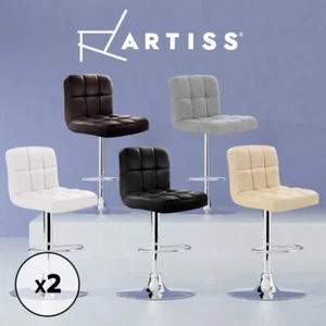 Artiss Bar Stools Kitchen Stool Chairs Dining Gas Lift Leather Swivel Metal x2 - Picture 1 of 66
