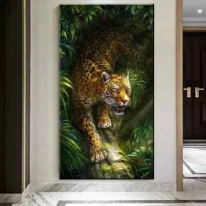 Animals Art Lusso Pantera Pitture Leopardato su Tela Quadro da Murale Tela - Foto 1 di 6