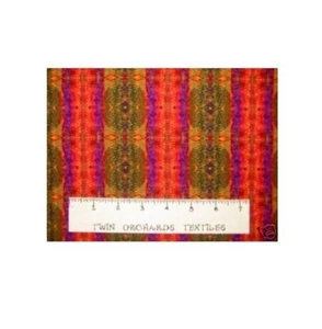 Tela de algodón a rayas naranja amazónica textiles en blanco yardas - Imagen 1 de 1