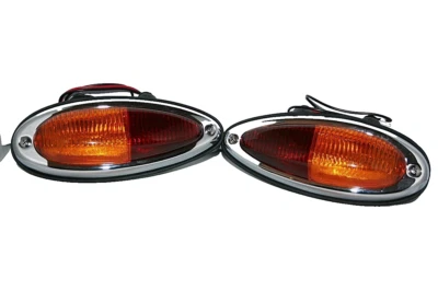 PORSCHE 356 A B C SC SET TAIL LIGHTS WITH SEALS & 12V BULBS  RIGHT + LEFT NEW Foto 1 de 3