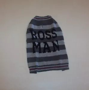 Knit Gray & Black Striped "Boss Man" Light Weight Dog Sweater XX-Small - Picture 1 of 3
