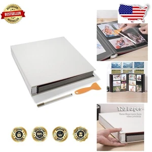 Large Self-Adhesive Scrapbook: 120 Page Linen Cover Album for Cherished Memories - Picture 1 of 8
