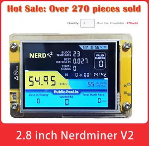 NerdMiner 2,8 cala 56K Hashrate BTC Solo LotteryCrypto Bitcoin Miner Solo Mining - Zdjęcie 1 z 7