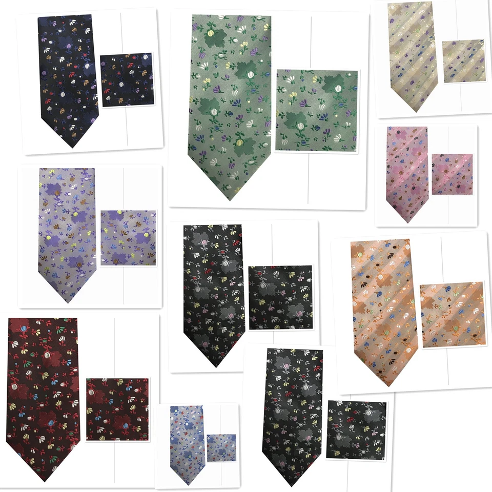 NUEVO Floral Paisley Cuello Corbata y Bolsillo Cuadrado Pañuelo Formal Fiesta Boda PROMOCIÓN Foto 1 de 1