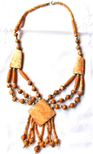 COLLIER RAS DE COU ETHNIQUE en OS TEINTE FABRICATION ARTISANALE SARAH ** - Picture 1 of 2