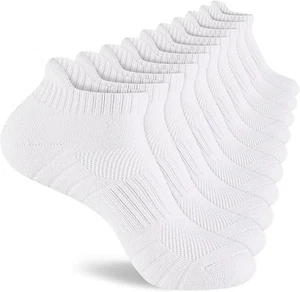 Mens 100% Cotton Ankel Socks, Athletic Cushioned Medium-Large, 5 Pairs White - Picture 1 of 5