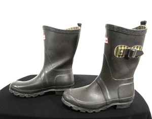 Hunter Festival Brown Rubber Short Mid Calf Wellington Rain Boots Women Sz 5 - Picture 1 of 10