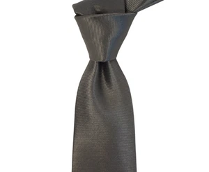 $250 NWT Canali Solid Gray Grosgrain Silk Neck Tie Italy 3.25W defect - Picture 1 of 5