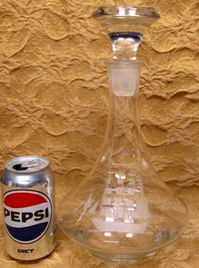 Vintage Kapitänsschiff Glas Schnaps Karaffe mit geätztem Clipper/Windjammer - Bild 1 von 11