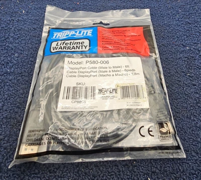 Tripp Lite P580-006: 6ft Male To Male DisplayPort Cable - Black - Image 1 of 4