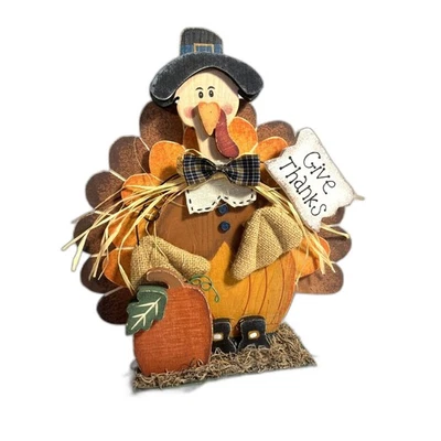 Pavo de madera vintage de Acción de Gracias sobre soporte  Foto 1 de 4