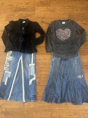 Lote Niñas Largas Modestas Jean Denim Faldas Naartjie Gap Trajes ~ 9/10/12 Foto 1 de 4