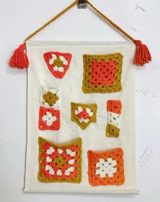 Bolsillos de ganchillo resistentes organizadores de almacenamiento para colgar en la pared naranja marrón bolígrafos de correo Foto 1 de 4