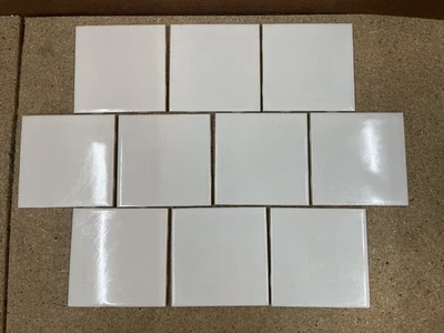 Lote de 10 Piezas Azulejo Dal Azulejo Cerámico Blanco Brillo 4-1/4 x 4-1/4 Foto 1 de 3