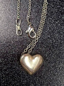 SILVER SMALL HEART CHARM 925 STERLING LINK CHAIN NECKLACE 18” Jewelry - Picture 1 of 4