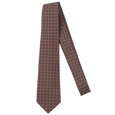 Corbata de seda Kiton Napoli marrón-borgoña-azul verde azulado estampado jacquard floral nueva Foto 1 de 4