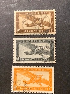 Briefmarken, Indo China, 105, Scott # C1, C14-C15, gebraucht, siehe Bild - Bild 1 von 1