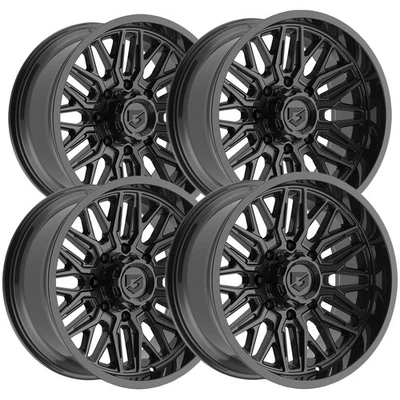 (Set of 4) Gear Off-Road 775B 22x12 8x6.5" -44mm Gloss Black Wheels Rims — 第 1/4 张图片