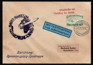 German Rocket Mail Label - E-Z Cat 3A1 on Cover tied by 1933 Hasselfelde Cancel - Picture 1 of 2