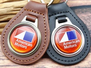 Vtg RED AMC AMERICAN MOTORS LEATHER KEY FOB CHAIN RING Automotive CAR TRUCK - Picture 1 of 7