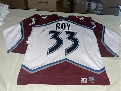 Patrick Roy Starter Colorado Avalanche NHL Jersey adult XL auto sewn clean white Cover