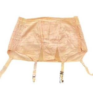 Vintage 40s Corset hook and eye Peach Damask fabric Size 34'' - Picture 1 of 10