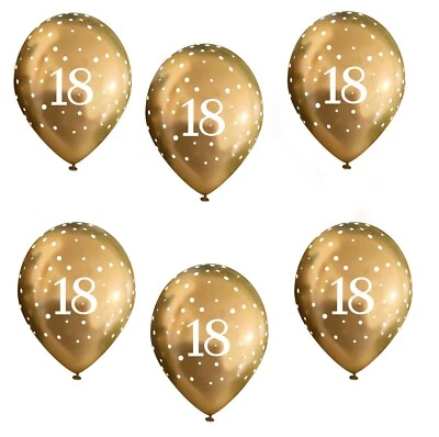 18th Birthday Balloons Party Decorations Age 18 Classy Gold Party Latex Balloons - Image 1 of 3