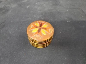 Schmuck Schmuck Pillendose handbemalt Pappmaché Band bedeckt rund gold - Bild 1 von 4