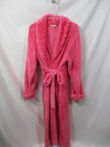 Kay Anna Womens Robe Medium Fleece Soft Pink Polyester Long Sleeve Tie Long